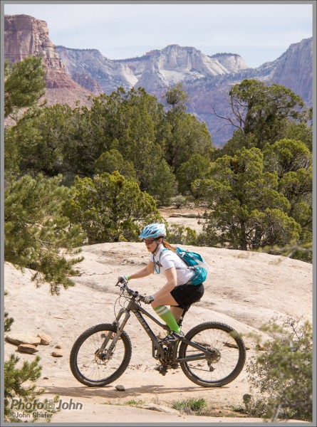 Mountain Bike Photos: Guacamole Slickrock With Zion National Park In the Background